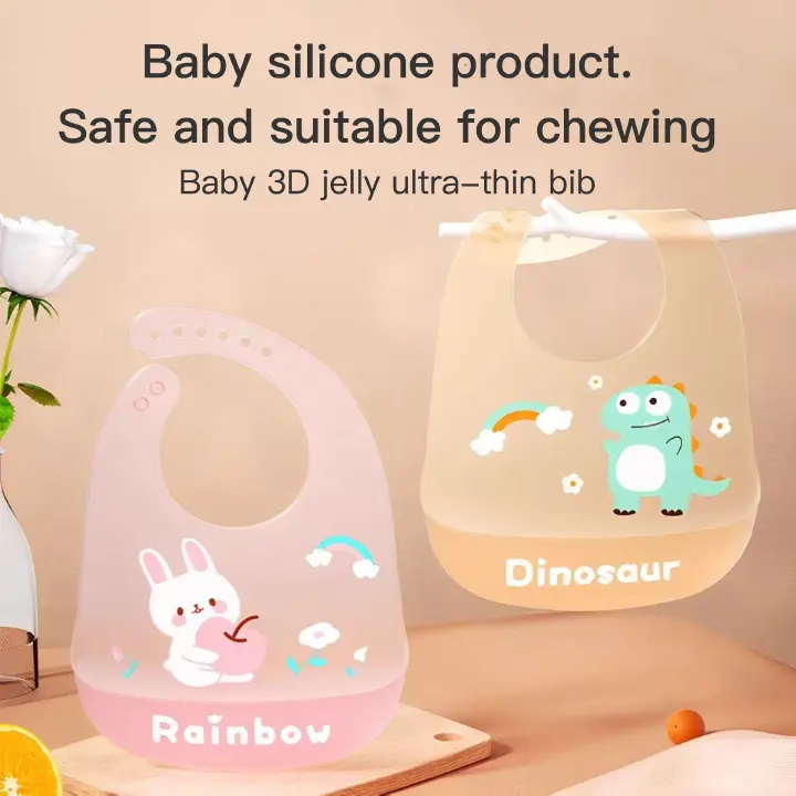 Baby meal cover made of silicone, three-dimensional food bib for infants, baby supplementary food bib, hand towel for mouth, food grade, washable without water