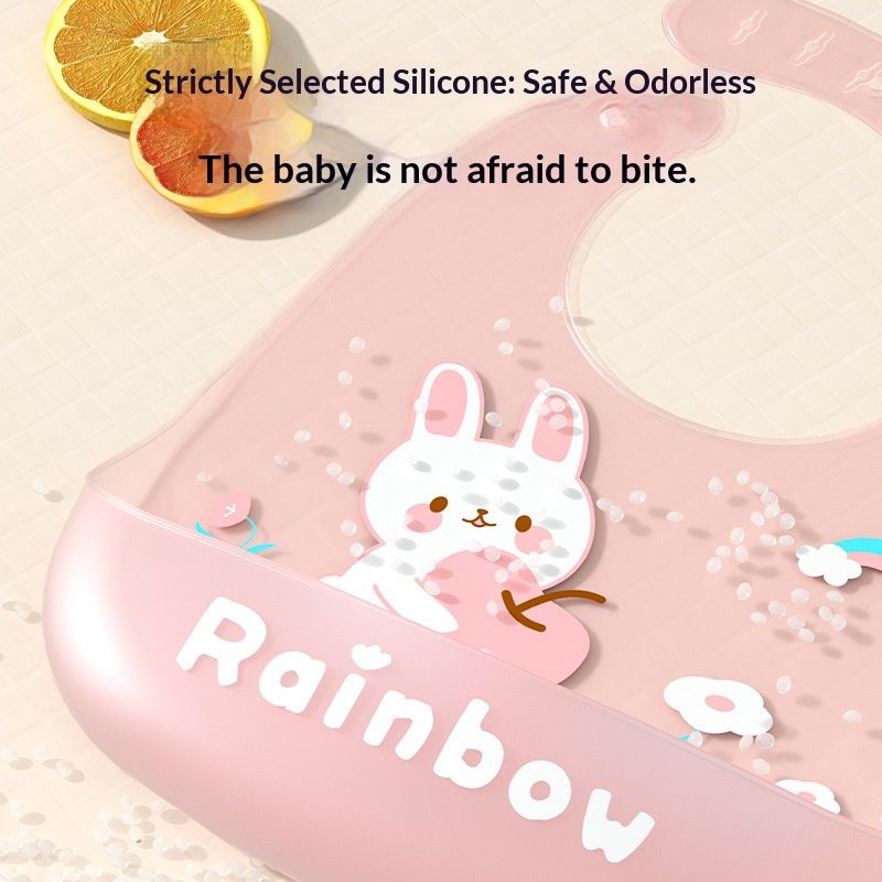 Baby meal cover made of silicone, three-dimensional food bib for infants, baby supplementary food bib, hand towel for mouth, food grade, washable without water