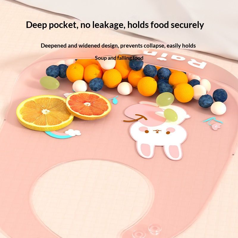 Baby meal cover made of silicone, three-dimensional food bib for infants, baby supplementary food bib, hand towel for mouth, food grade, washable without water