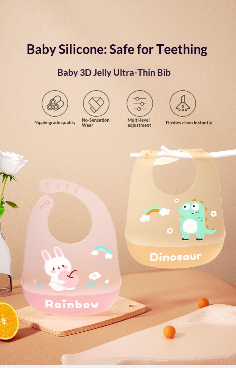 Baby meal cover made of silicone, three-dimensional food bib for infants, baby supplementary food bib, hand towel for mouth, food grade, washable without water