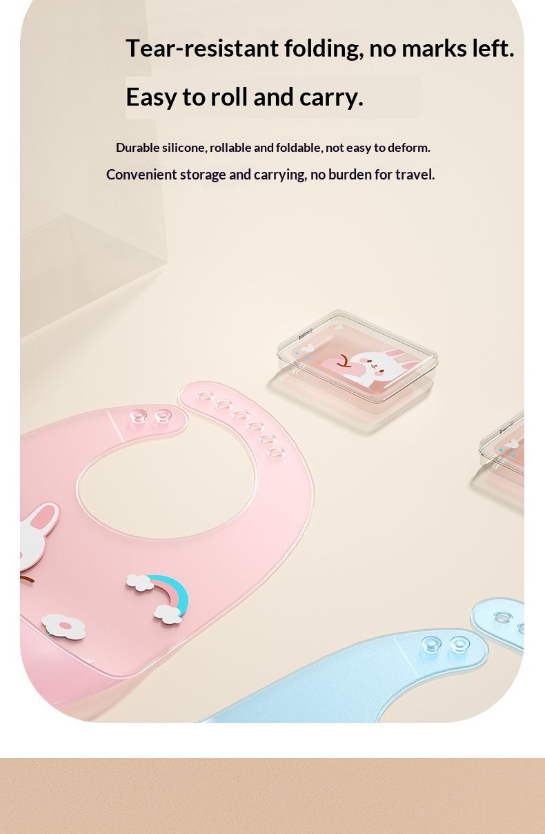 Baby meal cover made of silicone, three-dimensional food bib for infants, baby supplementary food bib, hand towel for mouth, food grade, washable without water