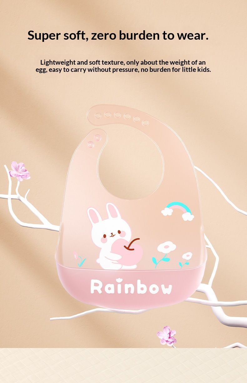 Baby meal cover made of silicone, three-dimensional food bib for infants, baby supplementary food bib, hand towel for mouth, food grade, washable without water