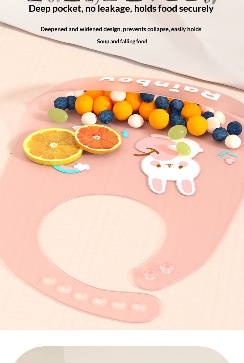 Baby meal cover made of silicone, three-dimensional food bib for infants, baby supplementary food bib, hand towel for mouth, food grade, washable without water