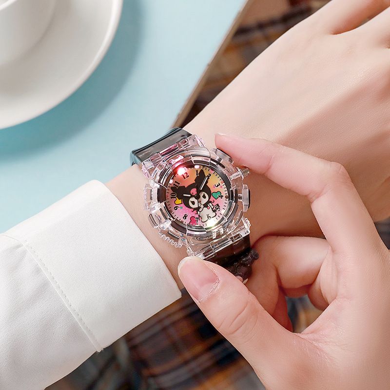 Children's smartwatch - Cartoon-colored Kokomi luminous electronic watch - Girls' model - Junior high and high school digital pointer quartz watch