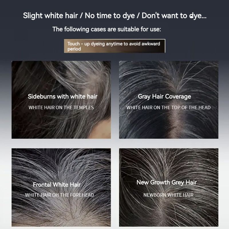 DIDUO Fish Sperm Oil Peptide Hair Coloring Brush - One-time Color Correction Hair Dyeing Comb - Natural Plant-Based Solution for Concealing Gray Hair - Safe for Hair