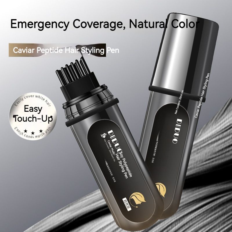 DIDUO Fish Sperm Oil Peptide Hair Coloring Brush - One-time Color Correction Hair Dyeing Comb - Natural Plant-Based Solution for Concealing Gray Hair - Safe for Hair
