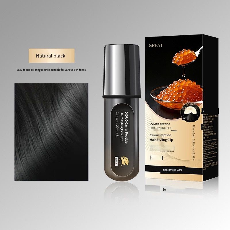 DIDUO Fish Sperm Oil Peptide Hair Coloring Brush - One-time Color Correction Hair Dyeing Comb - Natural Plant-Based Solution for Concealing Gray Hair - Safe for Hair