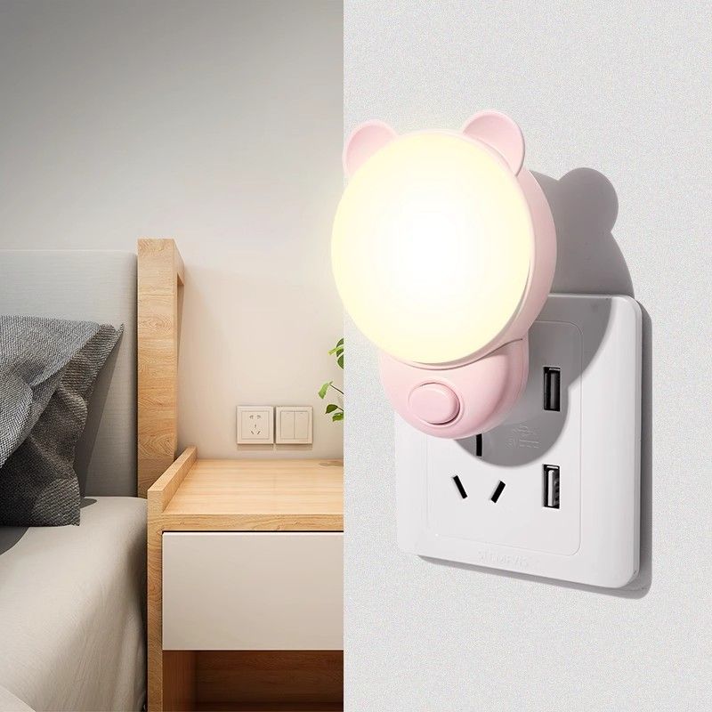 Night light for bedroom, sleep light, children's soft light for eye protection, bedside lamp for sleep, plug-in energy-saving lamp, baby feeding bed lamp