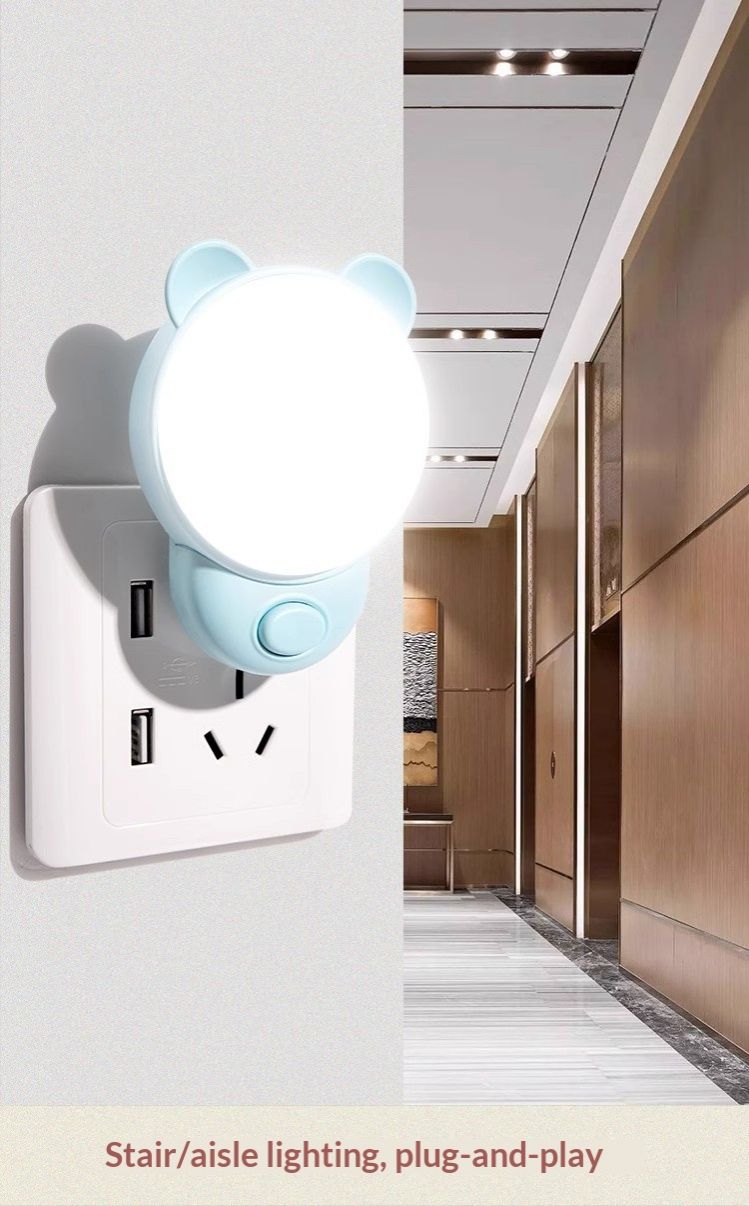 Night light for bedroom, sleep light, children's soft light for eye protection, bedside lamp for sleep, plug-in energy-saving lamp, baby feeding bed lamp