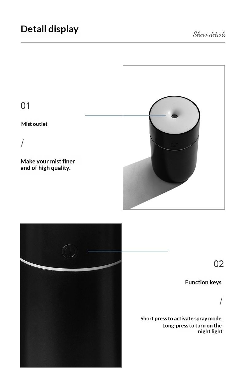 New USB charging wireless colorful humidifier for car - mini air atomizer humidifier