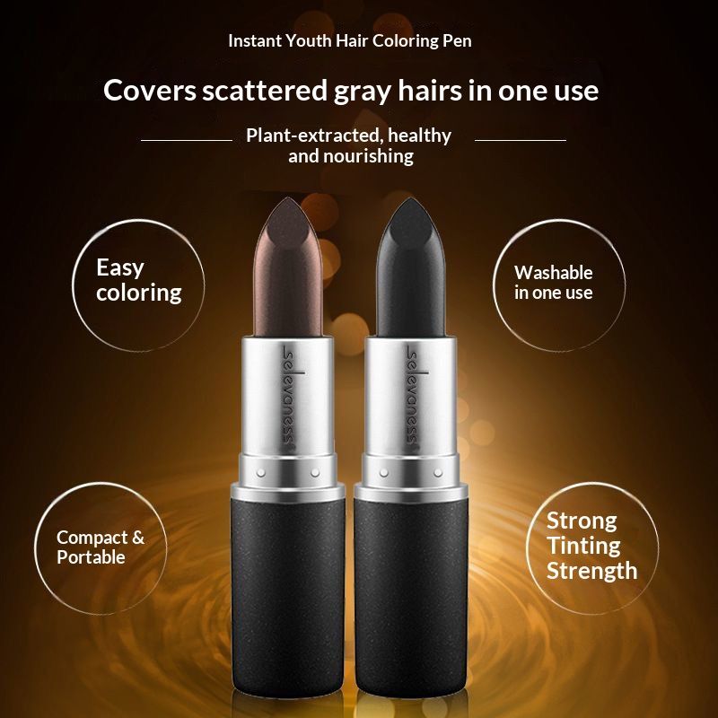 Korean hair dyeing stick - disposable hair dyeing pen - women's all-natural plant-based product for covering white hair and enhancing color - hair dyeing cream