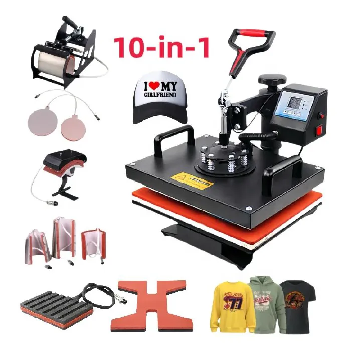 10 in 1 Combo Heat Printing Machines for T-shirt Mug Plate Hat Pen Phone Case Home Use Digital Printing Machines