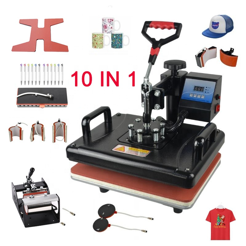 10 In 1 Combo Multi-functional Heat Transfer Press Machine T-shirt, Mug, Tumbler, Plate, Pens Press Machine