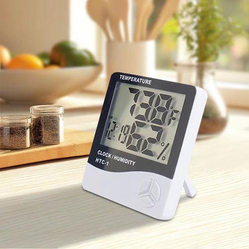 HTC-1 Digital Thermo-Hygrometer with Clock – Indoor/outdoor Temperature & Humidity Monitor