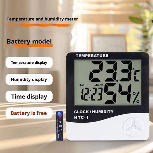 HTC-1 Digital Thermo-Hygrometer with Clock – Indoor/outdoor Temperature & Humidity Monitor