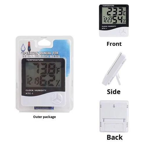 HTC-1 Digital Thermo-Hygrometer with Clock – Indoor/outdoor Temperature & Humidity Monitor