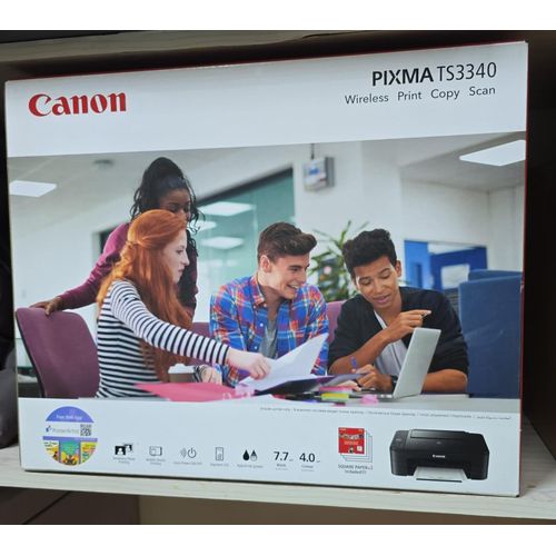 (FREE PRINTER CABLE)Canon PIXMA TS3340 Printer, Wi-Fi, Print, Copy, Scan, Cloud - Black + Free Printer Cable