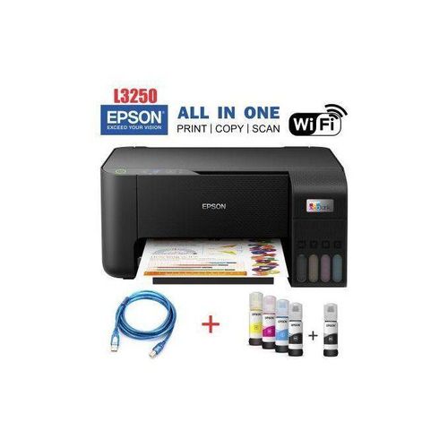 (FREE PRINTER CABLE) Epson EcoTank L3250 A4 Wireless 3-in-1 Print Copy Scan Printer + Free Printer Cable-Epson EcoTank L3250 A4 Wi-Fi All-in-One Ink Tank Printer, Print, Copy, Scan, Rear paper input