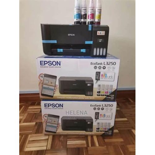 (FREE PRINTER CABLE) Epson EcoTank L3250 A4 Wireless 3-in-1 Print Copy Scan Printer + Free Printer Cable-Epson EcoTank L3250 A4 Wi-Fi All-in-One Ink Tank Printer, Print, Copy, Scan, Rear paper input