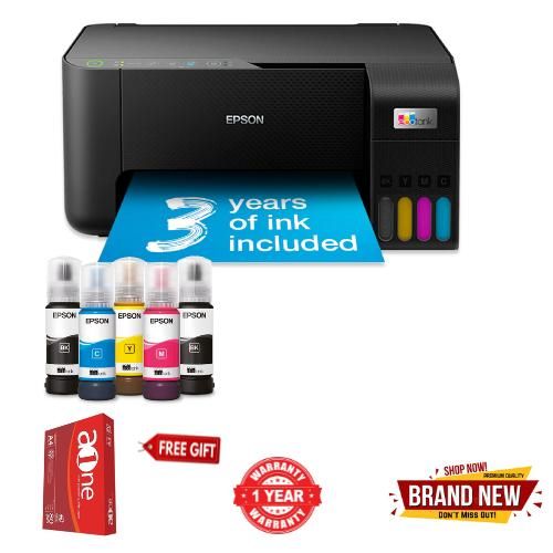 (GET FREE REAM PAPER A4 SIZE, FREE PRINTER CABLE & FREE 32GB FLASH DRIVE)Epson EcoTank L3250 A4 Wi-Fi All-in-One Ink Tank Printer 3-in-1 Print, Copy, Scan printer,