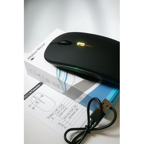 Wireless & Bluetooth Mouse, Rechargeable, Silent Click, 2.4G with USB Nano Receiver, Adjustable DPI, Ergonomic Design, for Laptop and PC (Black Colour)