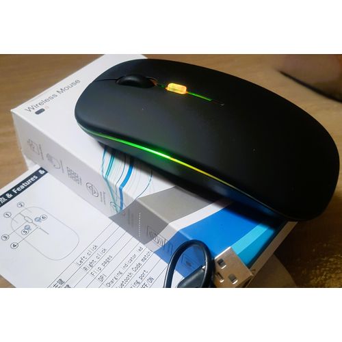 Wireless & Bluetooth Mouse, Rechargeable, Silent Click, 2.4G with USB Nano Receiver, Adjustable DPI, Ergonomic Design, for Laptop and PC (Black Colour)