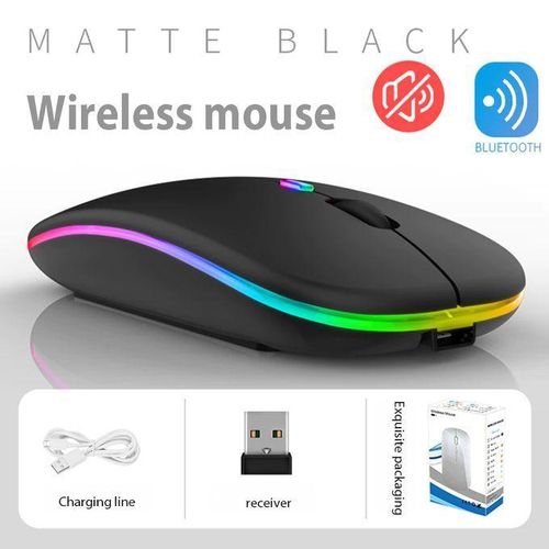 Wireless & Bluetooth Mouse, Rechargeable, Silent Click, 2.4G with USB Nano Receiver, Adjustable DPI, Ergonomic Design, for Laptop and PC (Black Colour)