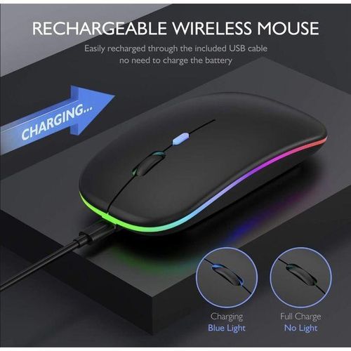 Wireless & Bluetooth Mouse, Rechargeable, Silent Click, 2.4G with USB Nano Receiver, Adjustable DPI, Ergonomic Design, for Laptop and PC (Black Colour)