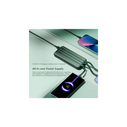 Oraimo Slice Link 10000mAh 12W Fast Charge 3 in 1 Portable Power Bank with Built-in Lightning & Type-C & Micro USB Cable(Oraimo 10000mAh 12W Fast Charge 3 In 1 Portable Power Bank -Black )