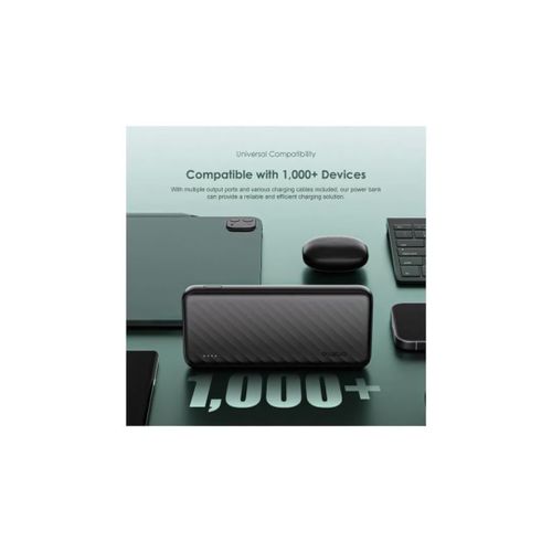 Oraimo Slice Link 10000mAh 12W Fast Charge 3 in 1 Portable Power Bank with Built-in Lightning & Type-C & Micro USB Cable(Oraimo 10000mAh 12W Fast Charge 3 In 1 Portable Power Bank -Black )