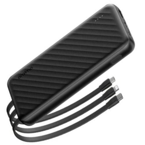 Oraimo Slice Link 10000mAh 12W Fast Charge 3 in 1 Portable Power Bank with Built-in Lightning & Type-C & Micro USB Cable(Oraimo 10000mAh 12W Fast Charge 3 In 1 Portable Power Bank -Black )