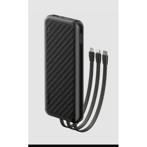Oraimo Slice Link 10000mAh 12W Fast Charge 3 in 1 Portable Power Bank with Built-in Lightning & Type-C & Micro USB Cable(Oraimo 10000mAh 12W Fast Charge 3 In 1 Portable Power Bank -Black )