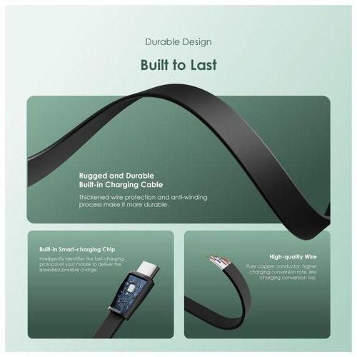 Oraimo Slice Link 10000mAh 12W Fast Charge 3 in 1 Portable Power Bank with Built-in Lightning & Type-C & Micro USB Cable(Oraimo 10000mAh 12W Fast Charge 3 In 1 Portable Power Bank -Black )