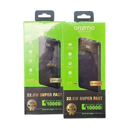 Oraimo OPB-7100Q Toast 22.5 Byte, 10000mAh 22.5W Power Bank,LED Digital Display(Oraimo OPB-7100Q Toast 22.5 Byte,10000mAh 22.5W Power Bank, LED Digital Display) -Black