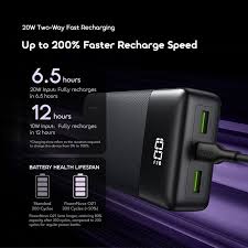 Oraimo PowerNova Q21 20000mAh 22.5W Power Bank (OPB-7200Q) , Smart Digital Display , Up To 78-Hour Extra Usage Time , Charge Phone To 60% In 30 Mins , PD3.0 & QC3.0 Compatibility - Black