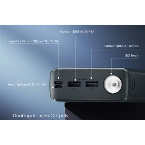 GET ORIGINAL BRAND NEW EDITION Oraimo PowerBox 300 Lit OPB-1301 30,000mAh Lightweight High-Speed Power Bank(Oraimo PowerBox 300 Lit 30000mAh 15W Power Bank-Dark Gray/Black