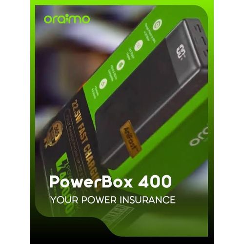 Oraimo PowerBox 400 Vision – 40000mAh, 22.5W Fast Charging, 4-Output LED Display Power Bank(Oraimo POWERBOX 400 VISION (OPB-7400Q) 40000mAh 22.5W fast charging POWER BANK  with 2 Inputs, 4 Outputs)