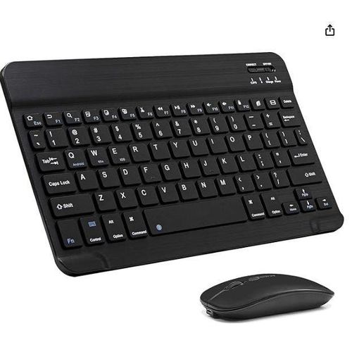 Bluetooth Wireless Keyboard & Mouse Combo – Slim, Silent & Rechargeable Universal Compatibility with Phones, Tablets & PCs(Rechargeable Wireless Keyboard & Mouse Combo FOR PC & Smart TV)- Black