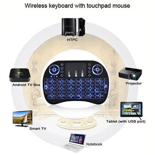 GET NEW VERSION Smart TV & Android Tv Box Wireless Mini Keyboard 2.4G with TouchPad Mouse, Universal Remote - Black(2.4GHz Mini Wireless BLUETOOTH Keyboard With Touchpad LED Backlit FOR TV PC)