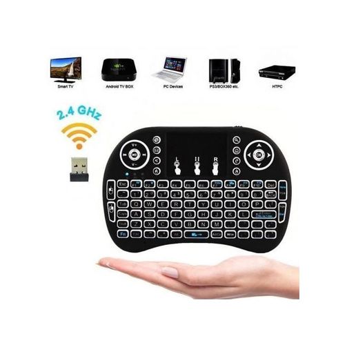 GET NEW VERSION Smart TV & Android Tv Box Wireless Mini Keyboard 2.4G with TouchPad Mouse, Universal Remote - Black(2.4GHz Mini Wireless BLUETOOTH Keyboard With Touchpad LED Backlit FOR TV PC)