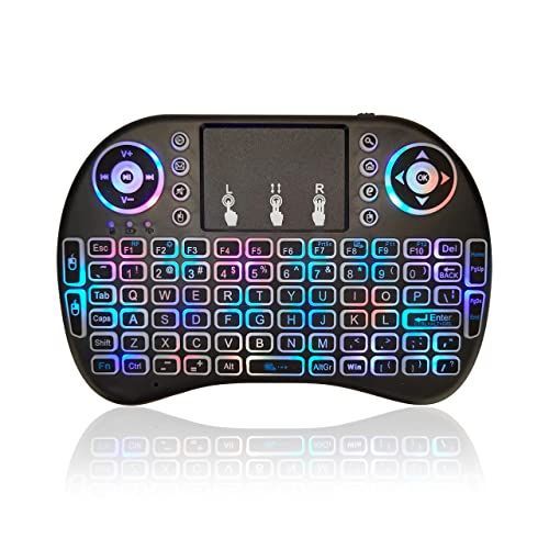 GET NEW VERSION Smart TV & Android Tv Box Wireless Mini Keyboard 2.4G with TouchPad Mouse, Universal Remote - Black(2.4GHz Mini Wireless BLUETOOTH Keyboard With Touchpad LED Backlit FOR TV PC)