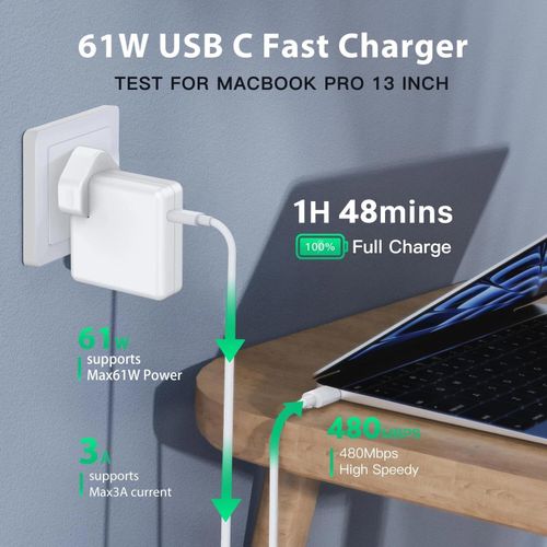 Apple USB C Type C 61W Power Adapter Charger For MacBook Pro , MacBook Air(Apple MacBook Pro Charger 61W USB C Power Adapter for MacBook Pro/Air 13/14 Inch)Apple 61W USB-C Power Adapter complete