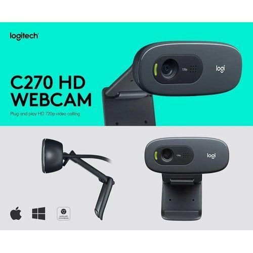 Logitech C270 HD Webcam 720p 30fps Video Calling And Streaming Web Camera With Built-In Noise Reduction Microphone For Laptops And Desktops(Logitech C270 HD 720P Webcam for Clear Video Calling)