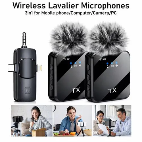 ORIGINAL F11-2 Universal Wireless Microphone For Vlogging, Podcasting, And Content Creation Across Platforms-Fengman F11-2 Wireless Lavalier Mic – 3-in-1 Receiver, Noise Reduction, Long Battery.