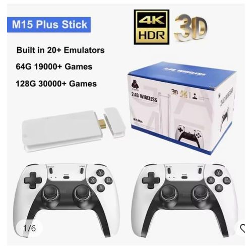 M15 4K Retro Game Stick Mini Console 20000+ Built-In Games HDMI Plug & Play Wireless Controllers 2 Player TV Gaming System-M15 Wireless 4K Game Stick TV Home Joystick Gamepads 20+Simulators 2000 games
