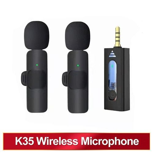 Lapel K35 Wireless Microphone – High-Quality Audio For Content Creation-K35 Portable Wireless Lavalier Mic – One-Touch Setup for Quick Recording(K35 wireless double Microphone)