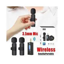 Lapel K35 Wireless Microphone – High-Quality Audio For Content Creation-K35 Portable Wireless Lavalier Mic – One-Touch Setup for Quick Recording(K35 wireless double Microphone)