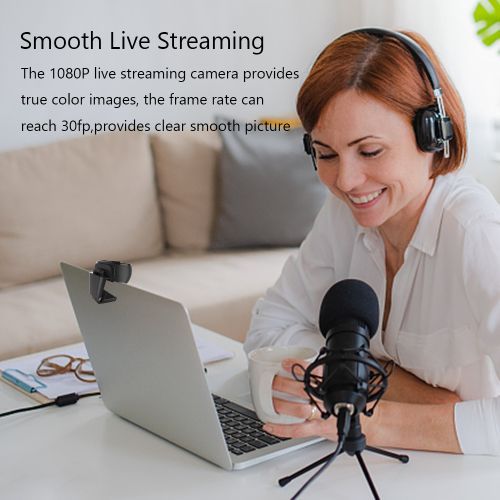 Full HD Plug and Play 1080P USB Webcam with Built-in Microphone for Clear Video Chat and Remote Office Communication-Full HD 1080P PC Webcam with Clear Audio Mic, Plug & Play USB Connection