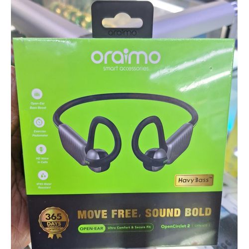 Oraimo OpenCirclet 2 OPN-672 Open-Ear Wireless Bluetooth Headphones – 16H Playtime, IPX5 Waterproof, Step Tracker, Dual Mic -Oraimo Open Circlet 2 Open-ear Headphones