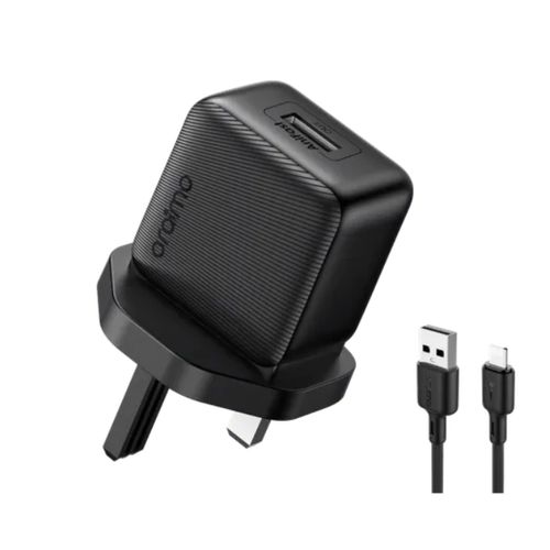 Oraimo PowerCube 10W Type-C Charger Kit – Fast 5V/2A Wall Adapter + 1M USB-C Cable, Compact & Safe for Android Devices-Oraimo PowerCube 10 Sleek Type C Fast Charger, 10W, Black